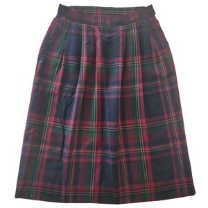 Pendleton Petite Plaid Wool Midi Skirt Women's 8 Classic Tartan Pleated Vintage